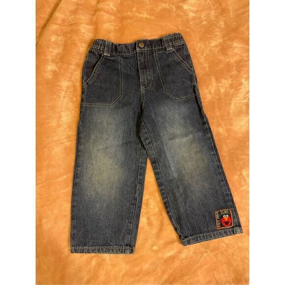 VTG Seasame Street Elmo logo  Blue Denim Jeans Sz 4 T - Picture 3 of 8